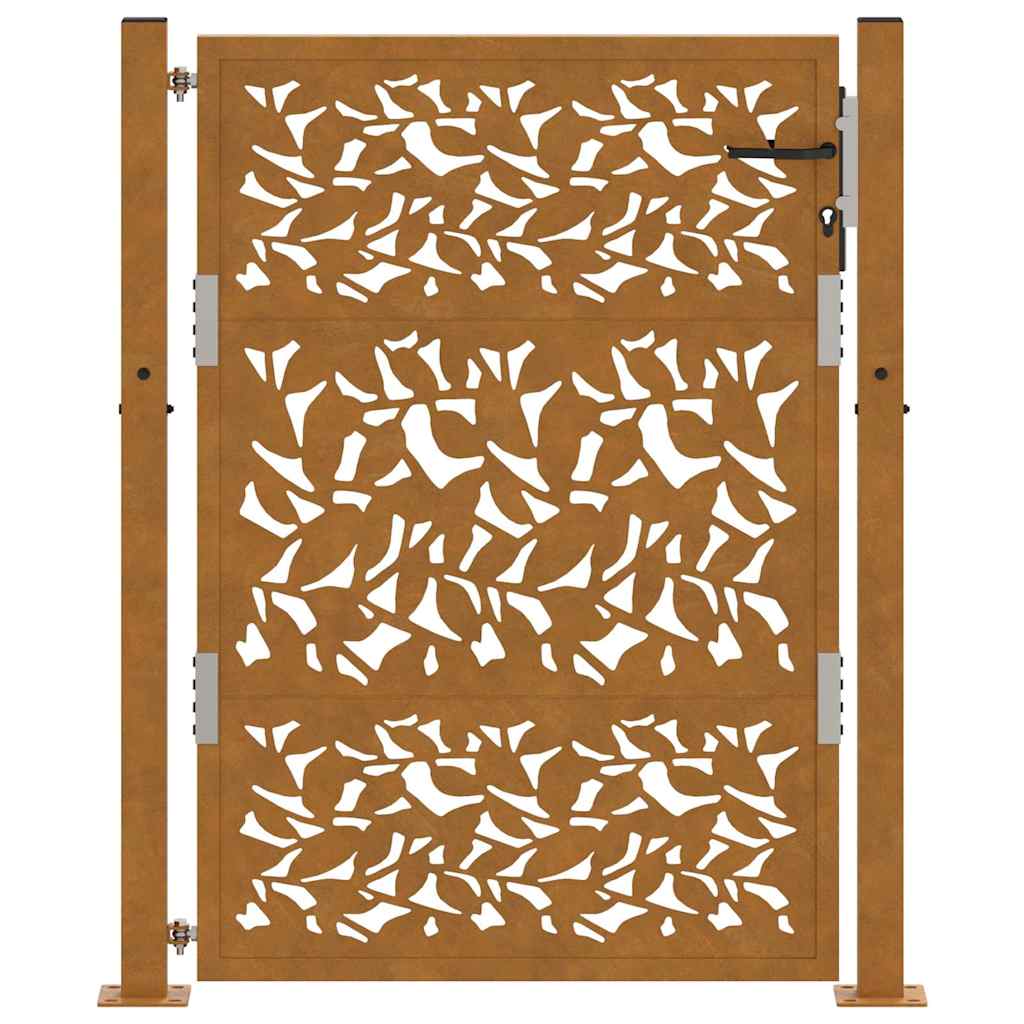 vidaXL Porte de jardin acier résistant aux intempéries design feuilles