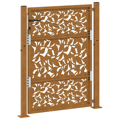 vidaXL Porte de jardin acier résistant aux intempéries design feuilles