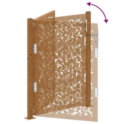 vidaXL Porte de jardin acier résistant aux intempéries design feuilles
