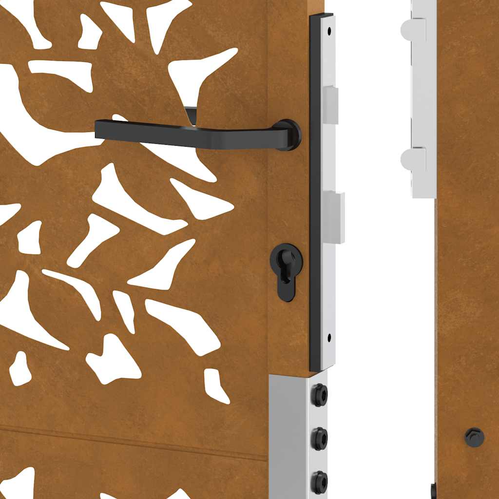 vidaXL Porte de jardin acier résistant aux intempéries design feuilles