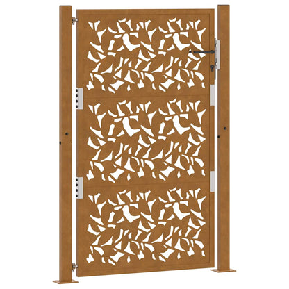 vidaXL Porte de jardin acier résistant aux intempéries design feuilles