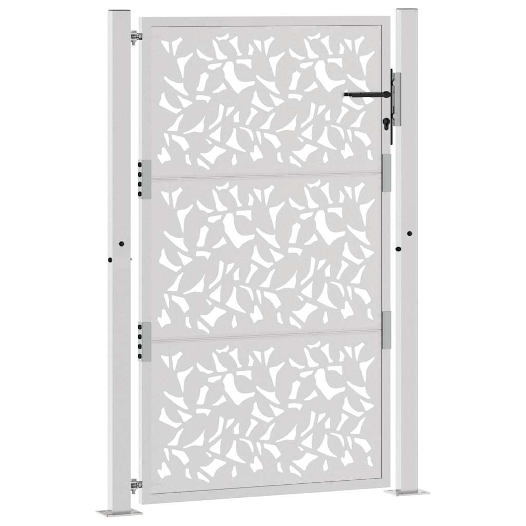vidaXL Porte de jardin acier résistant aux intempéries design feuilles