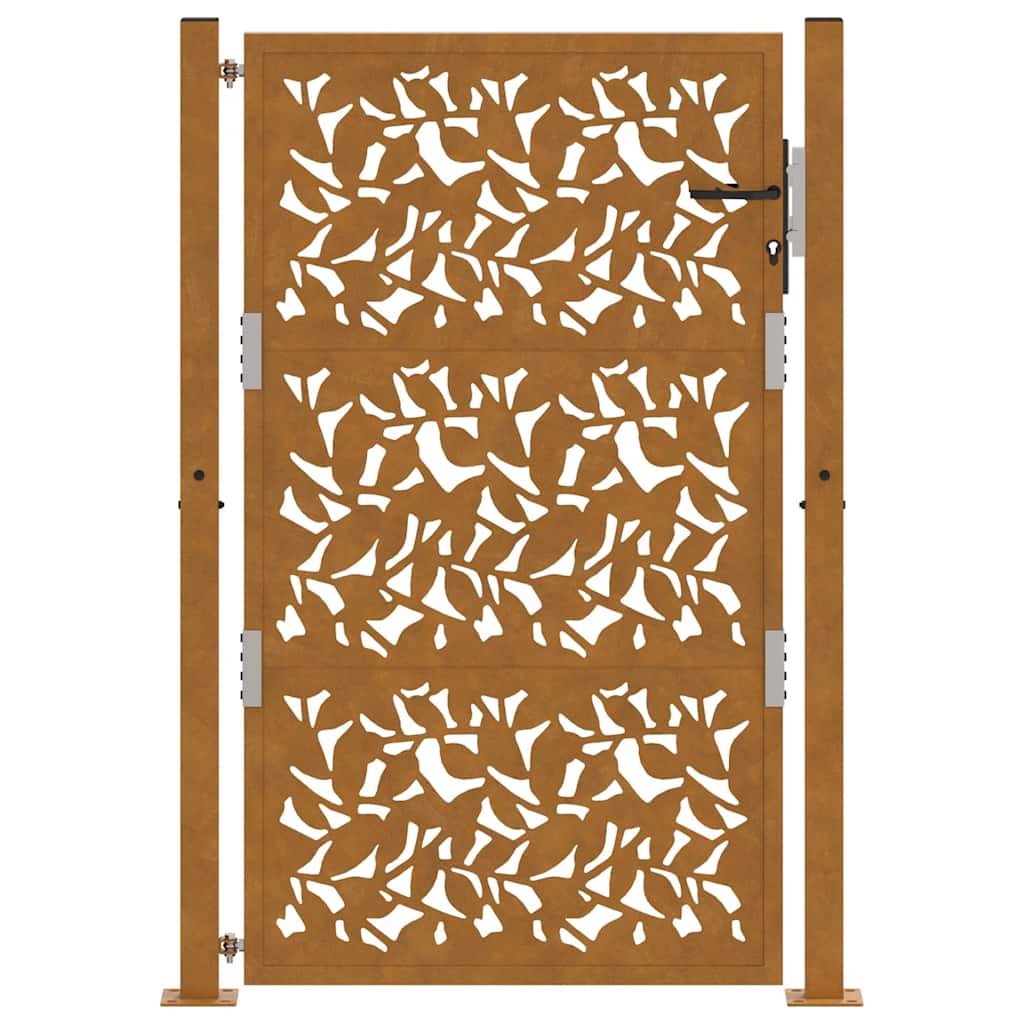 vidaXL Porte de jardin acier résistant aux intempéries design feuilles