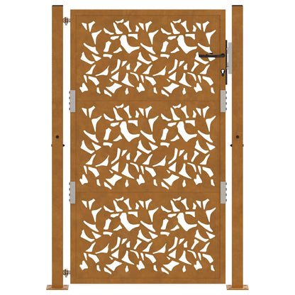 vidaXL Porte de jardin acier résistant aux intempéries design feuilles