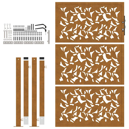 vidaXL Porte de jardin acier résistant aux intempéries design feuilles