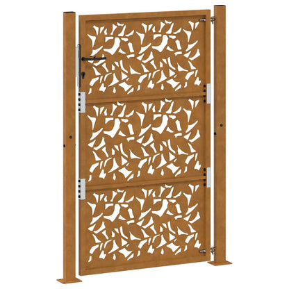 vidaXL Porte de jardin acier résistant aux intempéries design feuilles