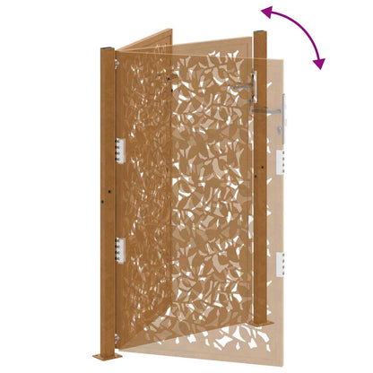 vidaXL Porte de jardin acier résistant aux intempéries design feuilles
