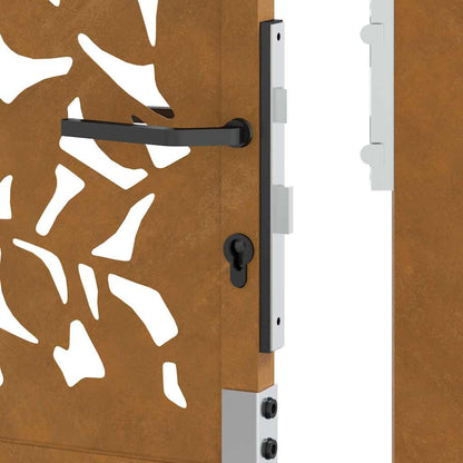 vidaXL Porte de jardin acier résistant aux intempéries design feuilles
