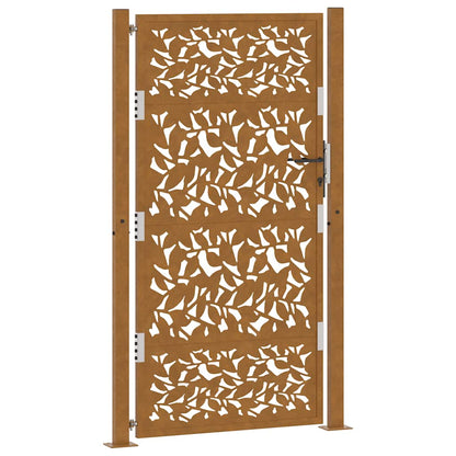 vidaXL Porte de jardin acier résistant aux intempéries design feuilles