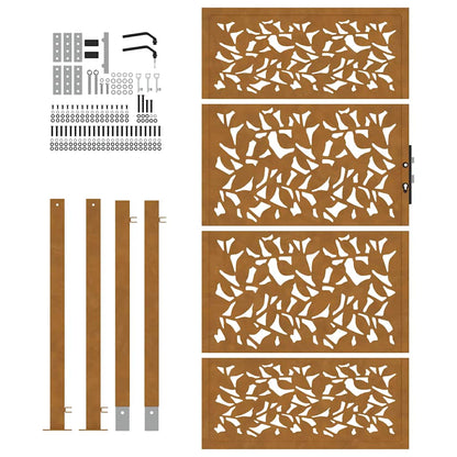 vidaXL Porte de jardin acier résistant aux intempéries design feuilles