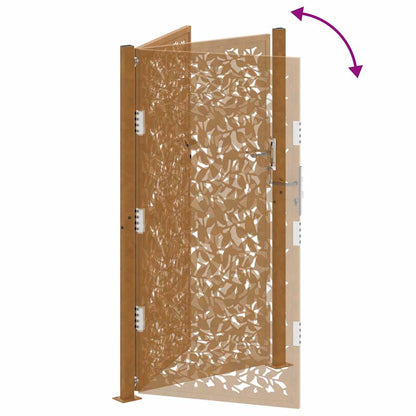 vidaXL Porte de jardin acier résistant aux intempéries design feuilles