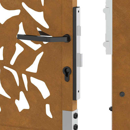 vidaXL Porte de jardin acier résistant aux intempéries design feuilles