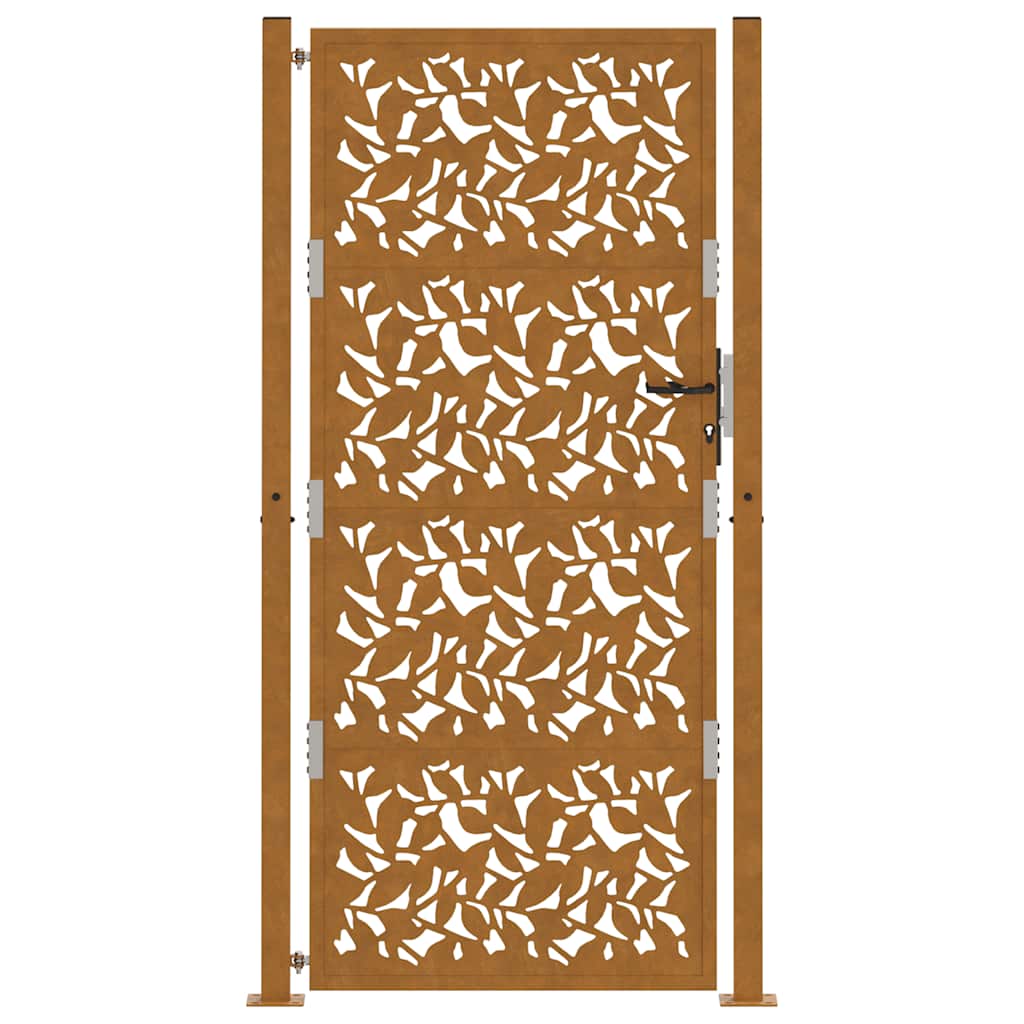 vidaXL Porte de jardin acier résistant aux intempéries design feuilles
