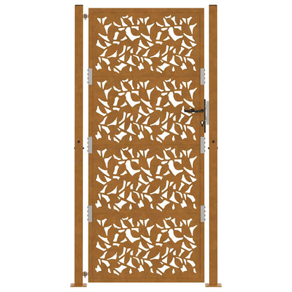 vidaXL Porte de jardin acier résistant aux intempéries design feuilles