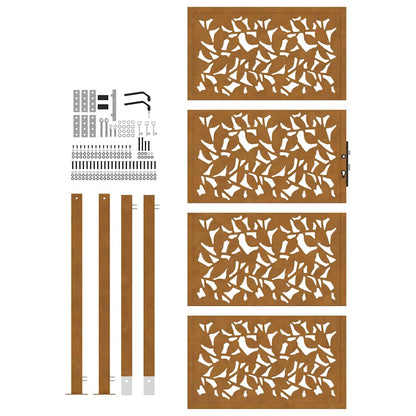 vidaXL Porte de jardin acier résistant aux intempéries design feuilles