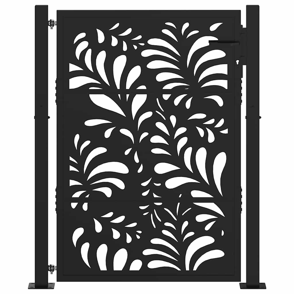 vidaXL Portail de jardin noir 105x130 cm acier conception de vagues
