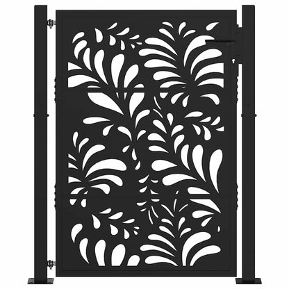 vidaXL Portail de jardin noir 105x130 cm acier conception de vagues