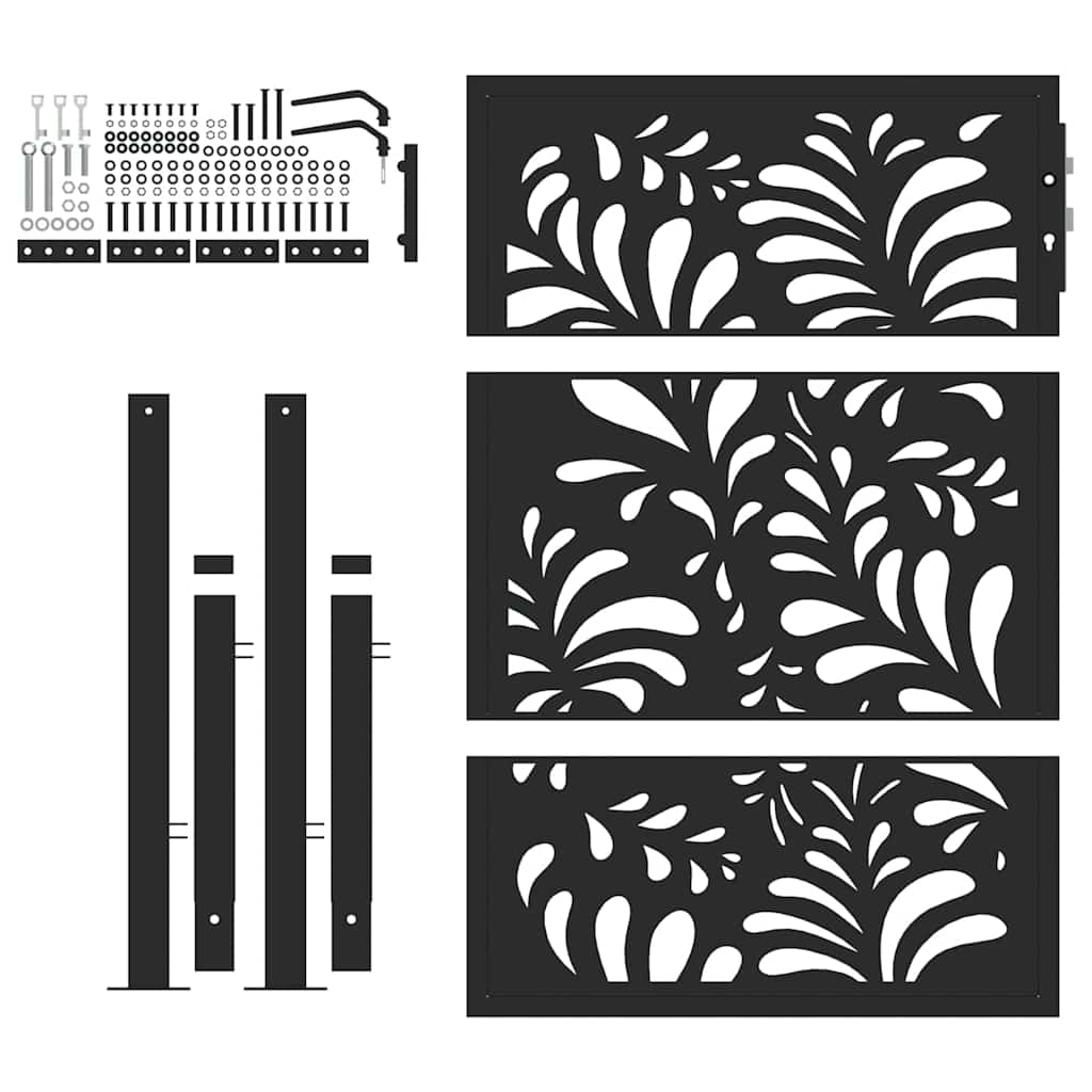 vidaXL Portail de jardin noir 105x130 cm acier conception de vagues