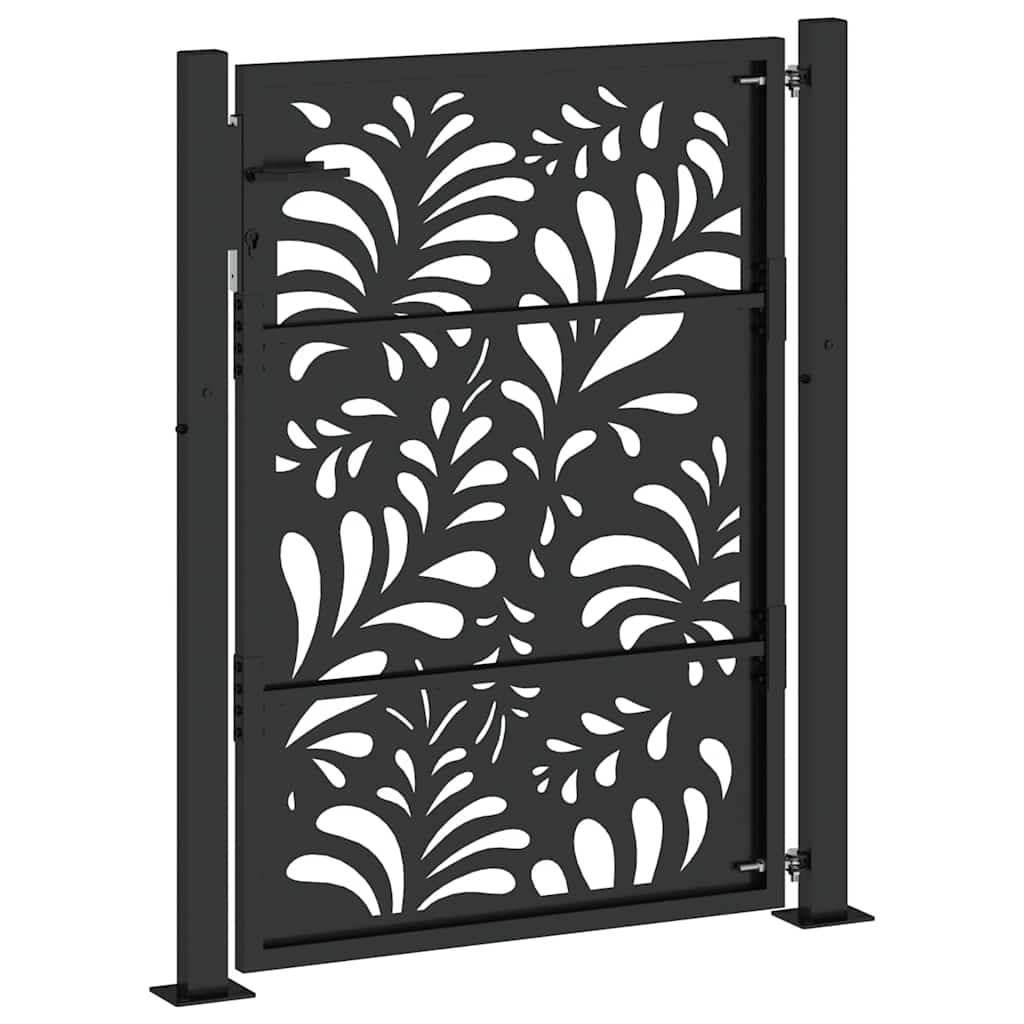 vidaXL Portail de jardin noir 105x130 cm acier conception de vagues