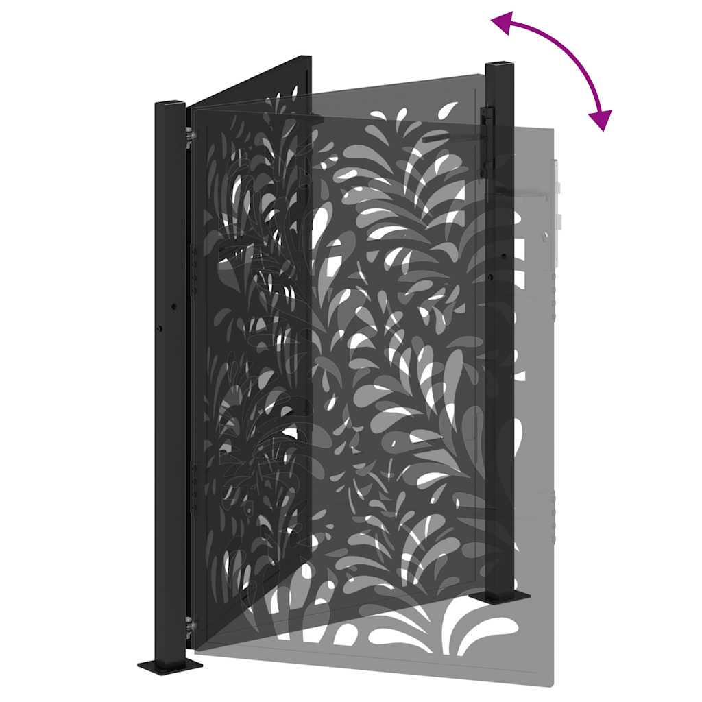 vidaXL Portail de jardin noir 105x130 cm acier conception de vagues