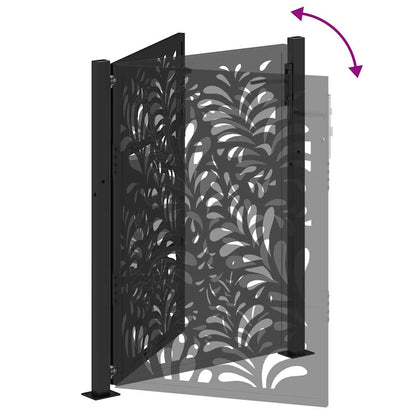 vidaXL Portail de jardin noir 105x130 cm acier conception de vagues