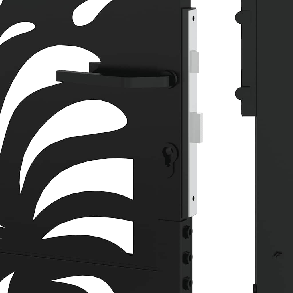 vidaXL Portail de jardin noir 105x130 cm acier conception de vagues