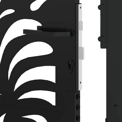 vidaXL Portail de jardin noir 105x130 cm acier conception de vagues