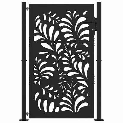 vidaXL Portail de jardin noir 105x155 cm acier conception de vagues