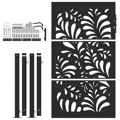vidaXL Portail de jardin noir 105x155 cm acier conception de vagues