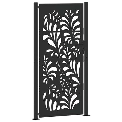 vidaXL Portail de jardin noir 105x205 cm acier conception de vagues