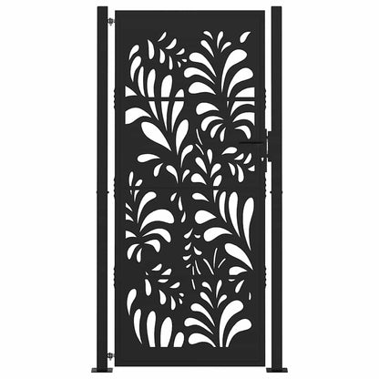 vidaXL Portail de jardin noir 105x205 cm acier conception de vagues