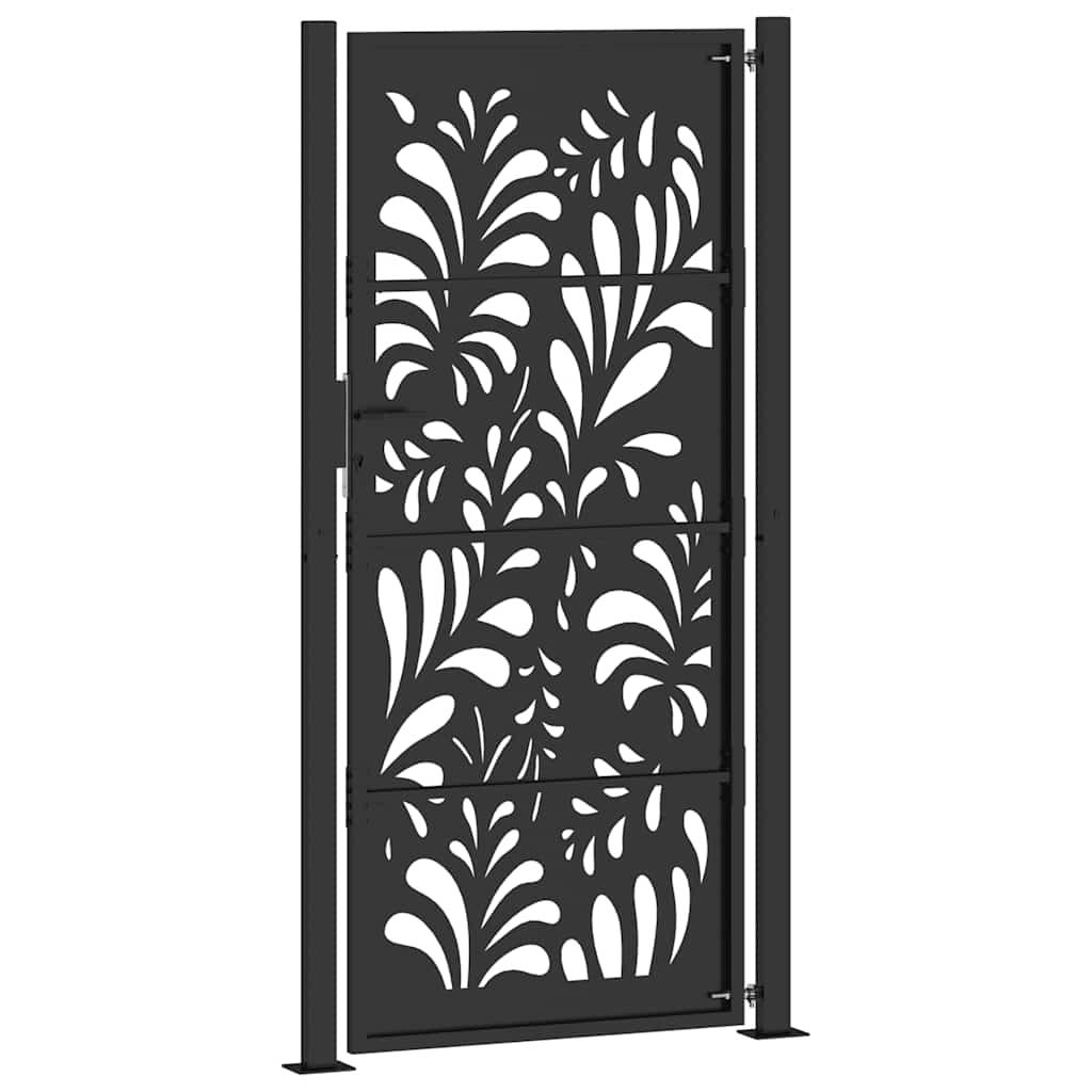 vidaXL Portail de jardin noir 105x205 cm acier conception de vagues