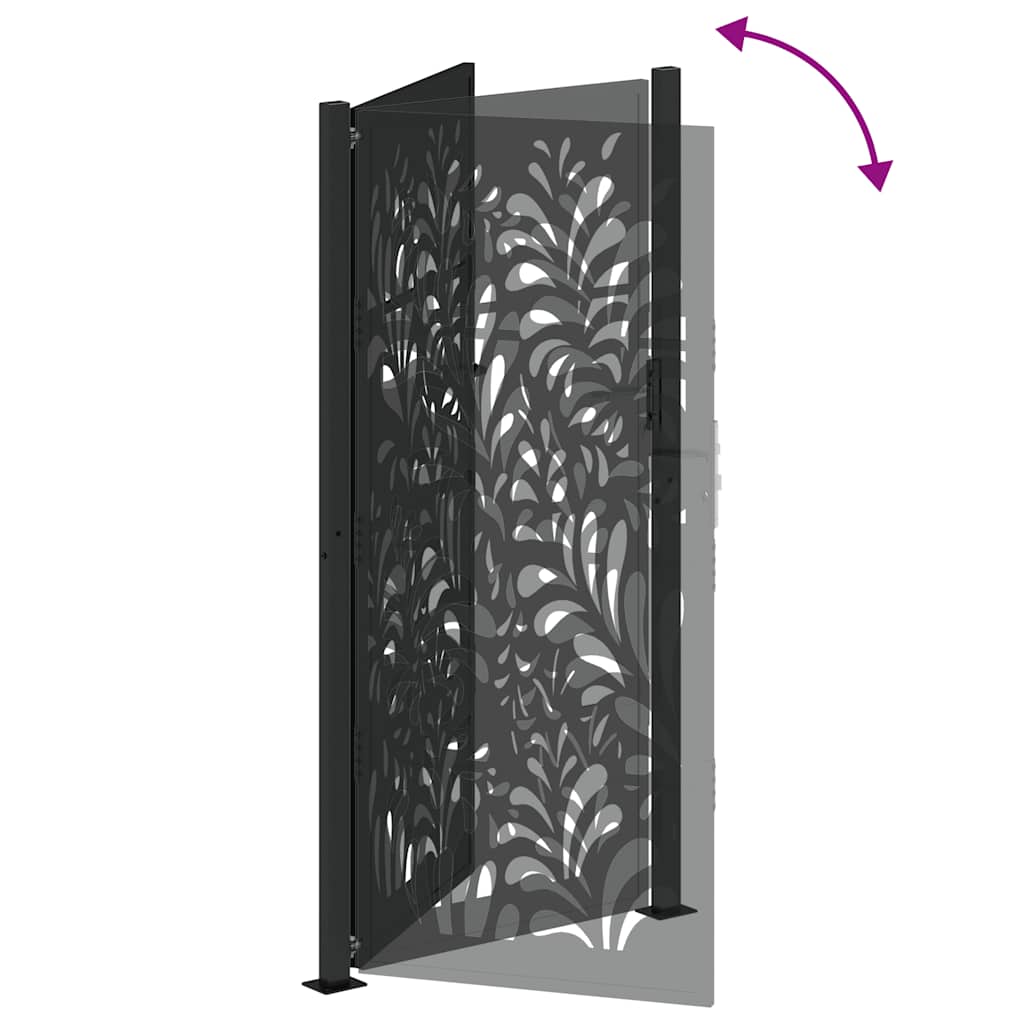 vidaXL Portail de jardin noir 105x205 cm acier conception de vagues