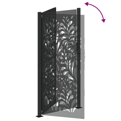 vidaXL Portail de jardin noir 105x205 cm acier conception de vagues