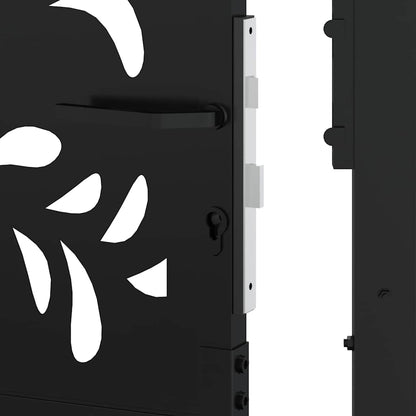 vidaXL Portail de jardin noir 105x205 cm acier conception de vagues