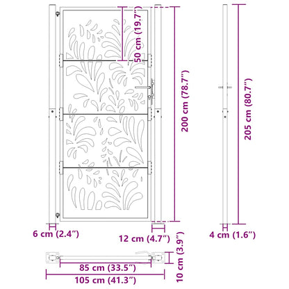 vidaXL Portail de jardin noir 105x205 cm acier conception de vagues