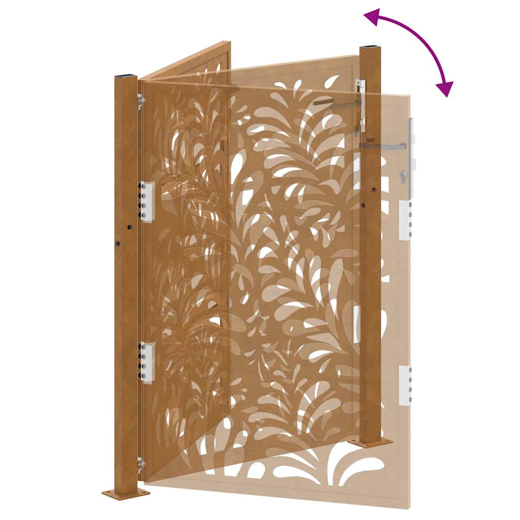 vidaXL Porte de jardin acier résistant aux intempéries design vagues