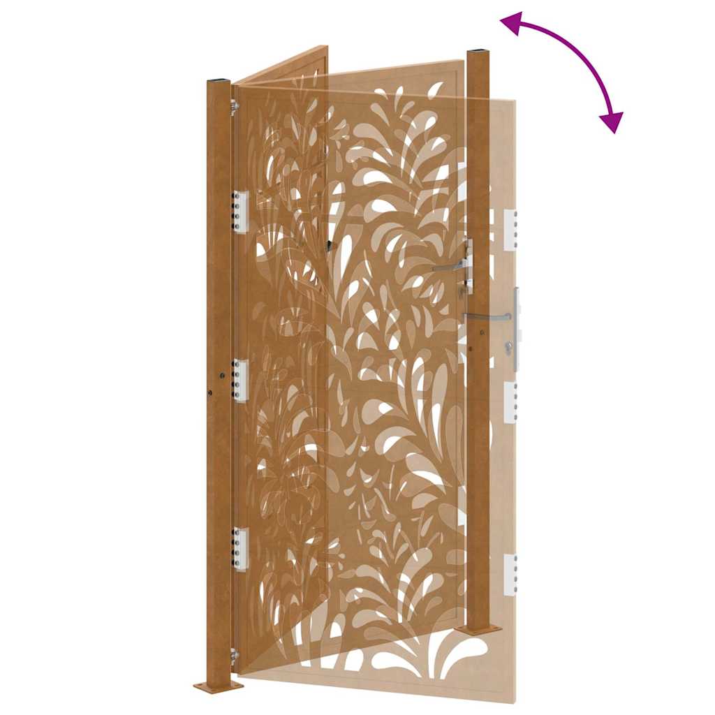 vidaXL Porte de jardin acier résistant aux intempéries design vagues