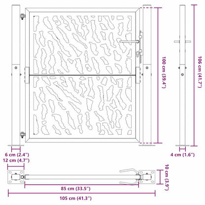 vidaXL Portail de jardin noir 105x105 cm acier conception de tracés