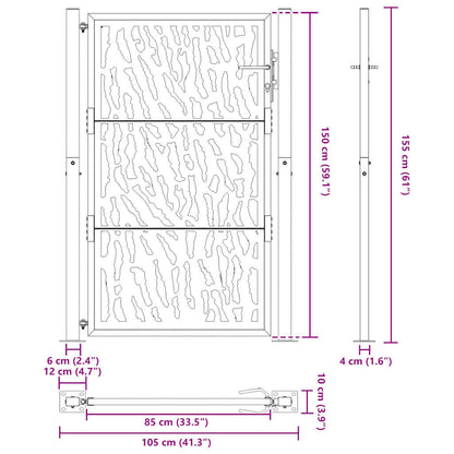 vidaXL Portail de jardin noir 105x155 cm acier conception de tracés