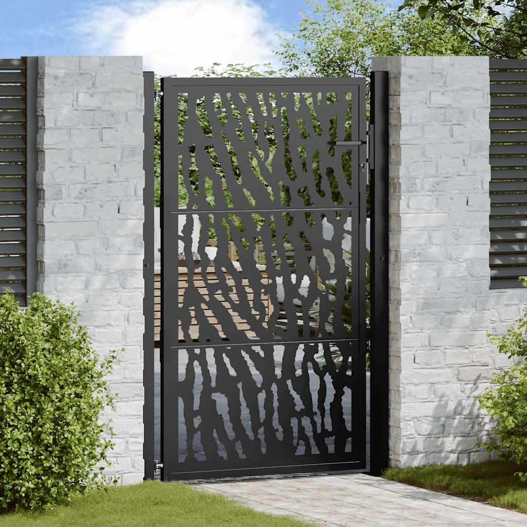 vidaXL Portail de jardin noir 105x155 cm acier conception de tracés