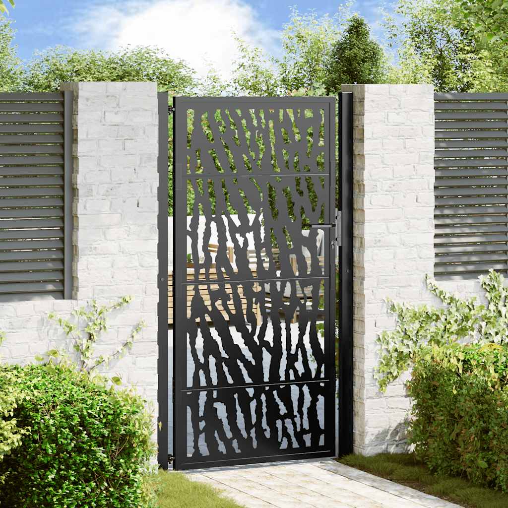 vidaXL Portail de jardin noir 105x180 cm acier conception de tracés