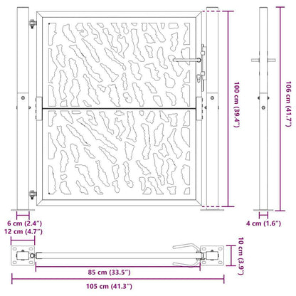 vidaXL Porte jardin acier résistant aux intempéries conception tracés