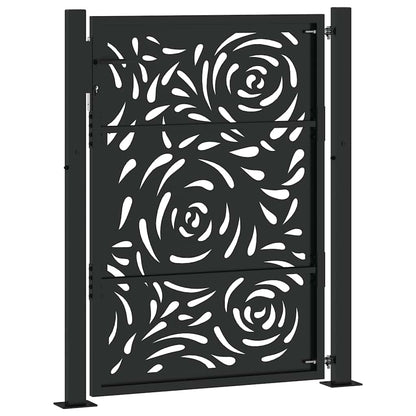 vidaXL Portail de jardin noir 105x130 cm acier conception de flamme