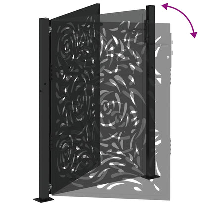 vidaXL Portail de jardin noir 105x130 cm acier conception de flamme
