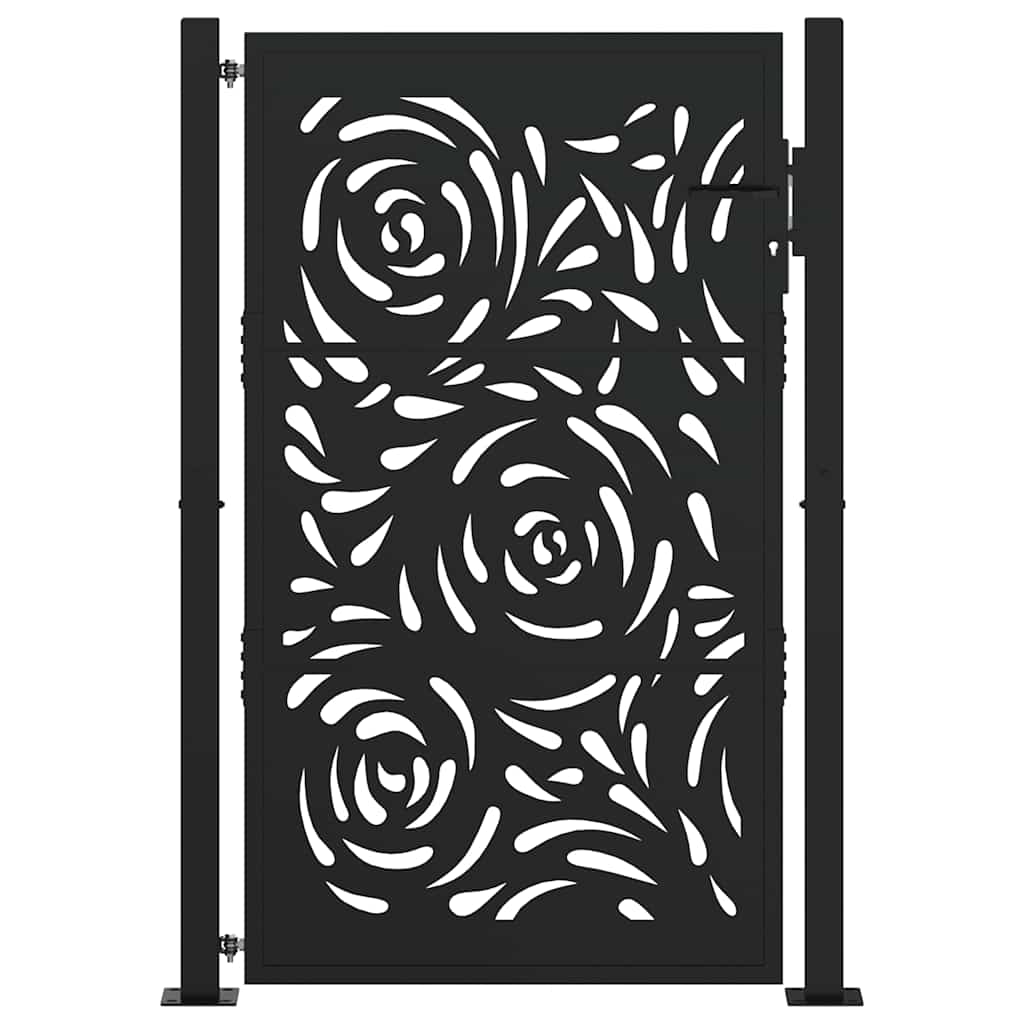 vidaXL Portail de jardin noir 105x155 cm acier conception de flamme