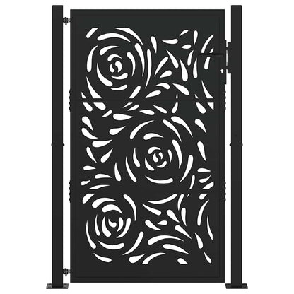 vidaXL Portail de jardin noir 105x155 cm acier conception de flamme