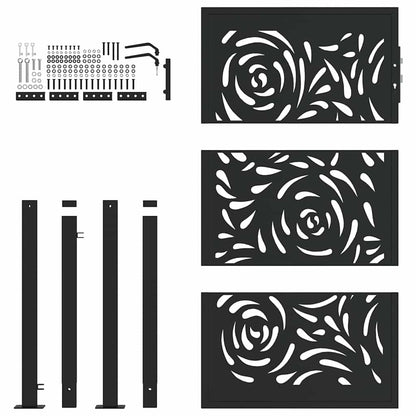 vidaXL Portail de jardin noir 105x155 cm acier conception de flamme