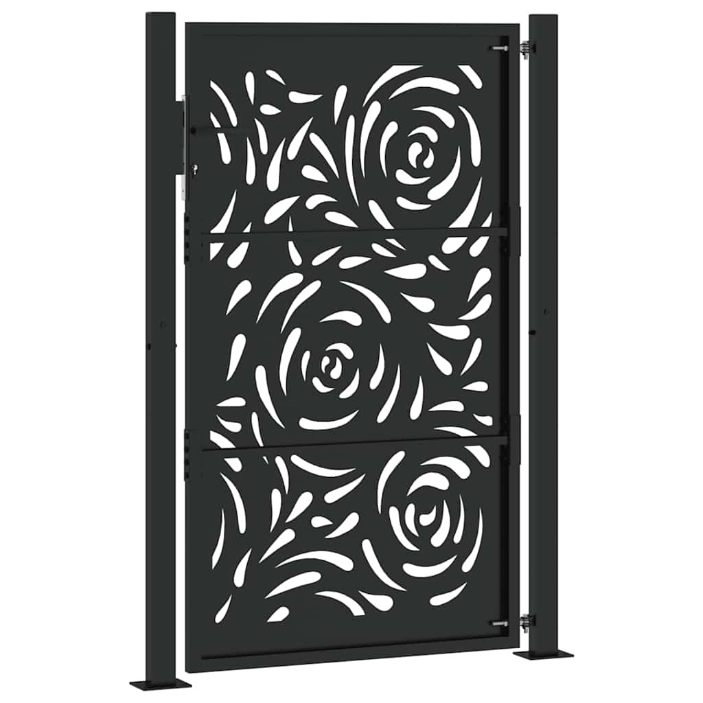 vidaXL Portail de jardin noir 105x155 cm acier conception de flamme