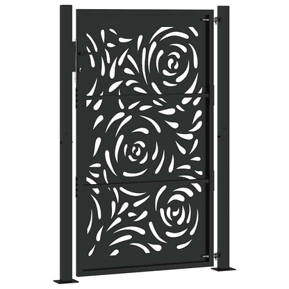 vidaXL Portail de jardin noir 105x155 cm acier conception de flamme